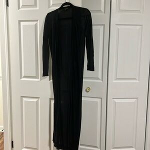 Floor length sheer black cardigan Kenneth Cole
